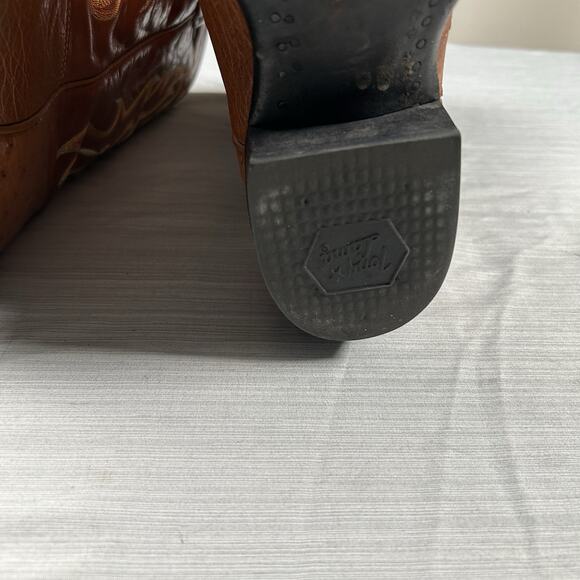 Tony Lama Smooth Quill Ostrich Cowboy Boots Mens Size 12 Western Brown Tan Shoes main image 4